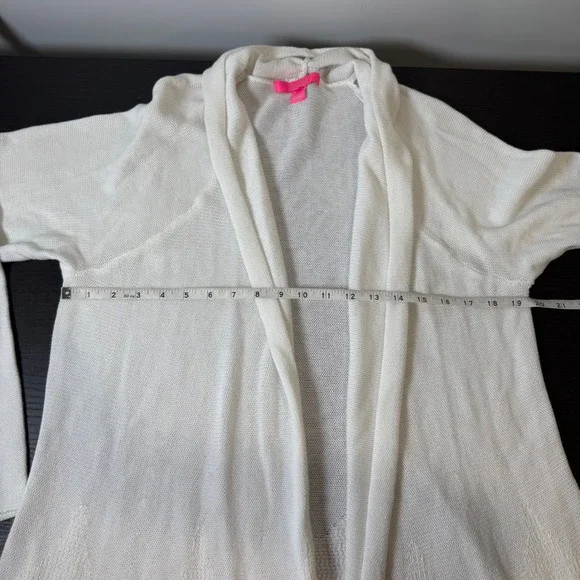 Lilly Pulitzer Tatum Fringe Cardigan Sweater White Open XL - Picture 6 of 10